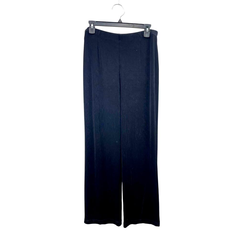 Chicos Travelers Black Liquid Knit Straight Leg Pull On Pants Womens Size 2
